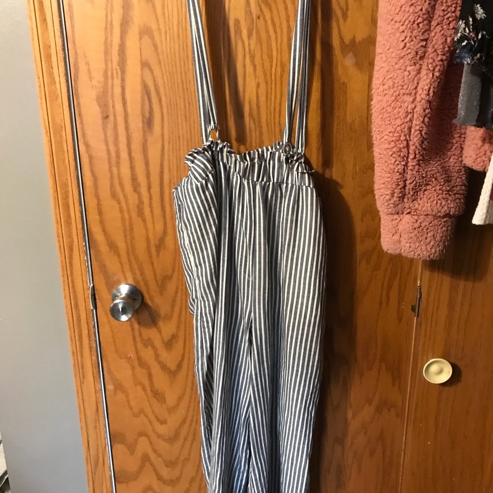 Forever 21 Striped Suspender Pants